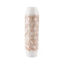 Home Decor Bottle Decoration - 6.7" X 6.7" X 22.4" Exquisitely Carved White And Brown Ceramic Bottle HomeRoots