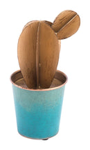Home Decor Cheap Room Decor - 5.1" x 3.9" x 9.4" Blue & Gold, Steel, Cactus Medium HomeRoots