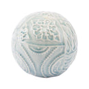 Home Decor Decoration - 5.1" X 5.1" X 4.7" Blue Medallion Decorative Orb HomeRoots