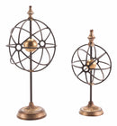 Home Decor Decoration - 9.8" x 9.4" x 21.5" Multicolor, Steel, Globes With Pedestal - Set of 2 HomeRoots