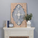 Home Decor Decoration Ideas - 23.62" X 1.06" X 36.34" Natural White Metal Mdf With Wood Veneer Scroll Panel HomeRoots