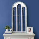Home Decor Decoration Ideas - 23" X 1.18" X 46.06" White Blue Metal Mdf With Wood Veneer Window Panel HomeRoots