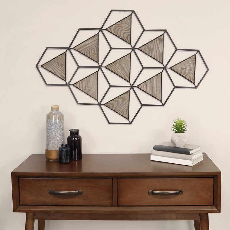 Home Decor Decoration Ideas - 41.3" X 0.5" X 26" Brown Black Metal Mdf Abstract Centerpiece HomeRoots