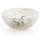 Home Decor Decorative Bowl - 12" x 12" x 5.5" Silver Wire - Bowl HomeRoots