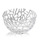 Home Decor Decorative Bowl - 14.5" x 14.5" x 8.5" Silver, Round, Twigs Bowl HomeRoots