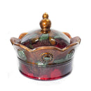 Home Decor Decorative Boxes - 8" X 8" X 6'.5" Copper, Green, Red Ceramic Foiled & Lacquered Crown Box HomeRoots