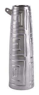 Home Decor Decorative Jars - 4.9" x 4.9" x 16.5" Matte Silver, Stoneware, Small Jar HomeRoots