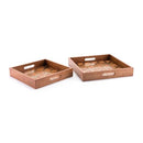 Home Decor Decorative Tray - 15.7" X 15.7" X 2.6" 2 Pcs Brown Trays HomeRoots