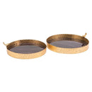 Home Decor Decorative Tray - 16.1" X 15" X 3.5" 2 Pcs Purple And Antique Gold Trays HomeRoots