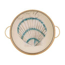 Home Decor Decorative Tray - 18.1" X 15" X 1.6" Slightly Distressed Blue Shell Tray HomeRoots