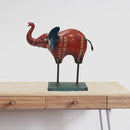 Home Decor Dining Room Decor - 3.5" x 12" x 12" Red/Green/Bronze Reclaimed Iron - Elephant HomeRoots