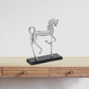 Home Decor DIY Room Decor - 4" x 13" x 16" Rough Silver/Black Cantering Horse HomeRoots