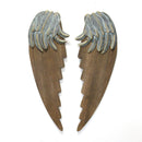 Home Decor House Decor - 10.5" X 1.25" X 30.25" Dark Walnut Blue Gold Metal Wood Angel Wings HomeRoots