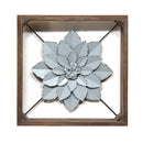 Home Decor House Decor - 15.75" X 2.75" X 15.75" Dark Walnut Blue Metal Wood Metal Flower HomeRoots