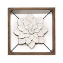 Home Decor House Decor - 15.75" X 2.75" X 15.75" Dark Walnut White Metal Wood Metal Flower HomeRoots