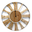 Home Decor House Decor - 30" X 2" X 30" White Brown Black Metal Wood Metal Clock HomeRoots