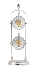 Home Decor Living Room Decor - 3.75" x 2.5" x 10.5" Brass See Thru Clock Double HomeRoots