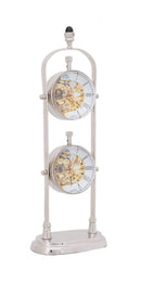 Home Decor Living Room Decor - 3.75" x 2.5" x 10.5" Brass See Thru Clock Double HomeRoots