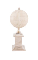 Home Decor Living Room Decor - 6.5" x 6.5" x 14.5" Bone Globe With Alluminum Base HomeRoots