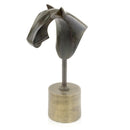 Home Decor Living Room Decor - 6" x 8" x 14" Cobolt Blue/Antique Gold - Horse Head on Stand HomeRoots