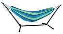 Home Decor Living Room Decor - 60" X 125" X 42" Ocean Colored Fabric Brazilian Double Hammock with 2 stand HomeRoots