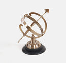 Home Decor Living Room Decor - 8" x 10" x 14.25" Brass Armillary On Wooden Base HomeRoots