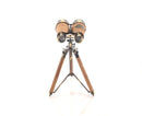 Home Decor Living Room Decor - 8" x 8" x 11" Wood/Brass Binocular On Stand HomeRoots