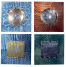 Home Decor Rustic Home Decor - 17" X 10" X 16'.5" Metallic Multi Color Metal Layered Metallic Shapes On Square Panels Set HomeRoots
