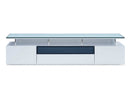 Home Decor Rustic Home Decor - Tv Unit High Gloss White With Gray Glass Middle Drawer 2 Drawers And 2 Doors HomeRoots