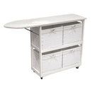 Home Essentials Best Ironing Board - 33" White Portable Paulownia Ironing Board with Laundry Baskets HomeRoots