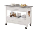 Home Essentials Kitchen Island Ideas - 43" X 22" X 36" Stainless Steel And White Kitchen Island HomeRoots