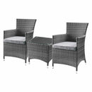 Home Essentials Outdoor Bistro Set - 24" X 24" X 35" 3Pc Gray Fabric And Wicker Patio Bistro Set HomeRoots