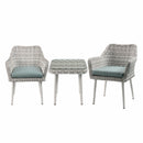 Home Essentials Outdoor Bistro Set - 26" X 25" X 32" 3Pc Green Fabric And Beige Wicker Patio Bistro Set HomeRoots