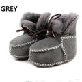 Hongteya winter Genuine Leather baby shoes boots infants warm shoes fur wool girls baby booties Sheepskin boy baby boots-grey-2-JadeMoghul Inc.