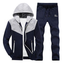 Hooded Top & Casual Bottom Suit Set - Men Track Suit-TZ-231 Blue-S-JadeMoghul Inc.