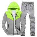 Hooded Top & Casual Bottom Suit Set - Men Track Suit-TZ-231 Green-S-JadeMoghul Inc.