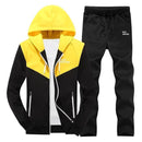 Hooded Top & Casual Bottom Suit Set - Men Track Suit-TZ-231 Yellow-S-JadeMoghul Inc.