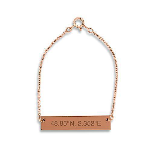 Horizontal Rectangle Tag Bracelet - Coordinates Rose Gold (Pack of 1)-Personalized Gifts for Women-JadeMoghul Inc.