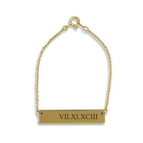 Horizontal Rectangle Tag Bracelet - Roman Numerals Rose Gold (Pack of 1)-Personalized Gifts for Women-JadeMoghul Inc.