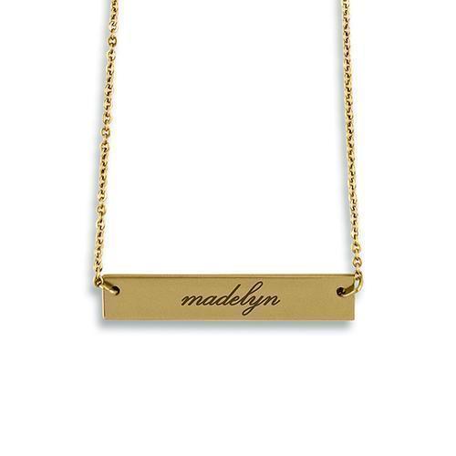 Horizontal Rectangle Tag Necklace - Script Font (Pack of 1)-Personalized Gifts for Women-JadeMoghul Inc.