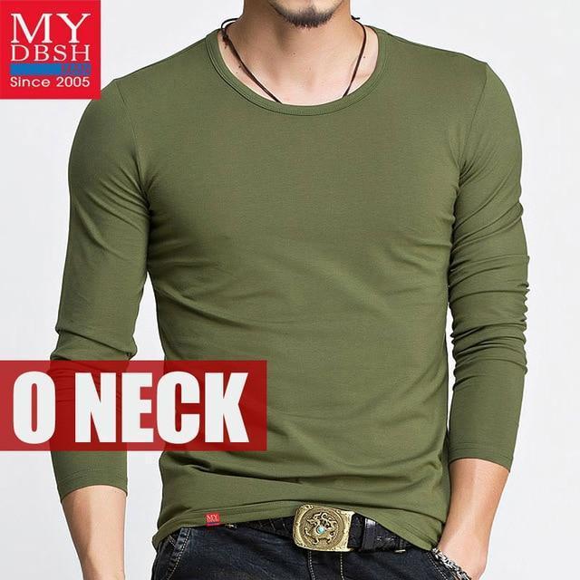Hot 2018 New Spring Fashion Brand O-Neck Slim Fit Long Sleeve T Shirt Men Trend Casual Mens T-Shirt Korean T Shirts 4XL 5XL A005-O neck Army-S-JadeMoghul Inc.