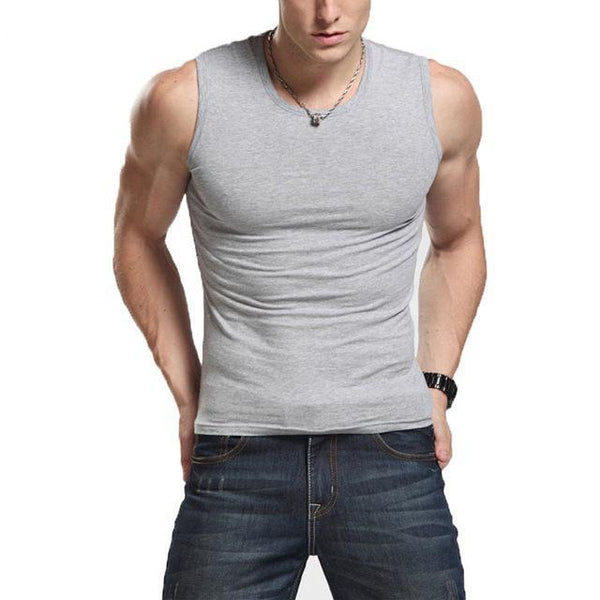 Hot Clothing Casual Gilet Men O-Neck Tank Tops Summer Male Bodybuilding Sleeveless Vest gymclothing men fitness T shirt-Gray-M-JadeMoghul Inc.