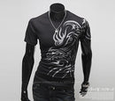 Hot New 2015 Fashion Brand T Shirts for Men.Novelty Dragon Printing Tatoo Male O Neck T Shirts Men 's Brands. TX70-T Shirt-An-E-Black-XXL-JadeMoghul Inc.