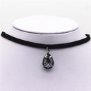 Hot New Torques Bijoux Plain Black Velvet Ribbon Water Drop Pendant Necklace Maxi Statement Chokers Necklace Women 2016 Jewelry-Gray-JadeMoghul Inc.