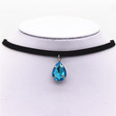 Hot New Torques Bijoux Plain Black Velvet Ribbon Water Drop Pendant Necklace Maxi Statement Chokers Necklace Women 2016 Jewelry-Lake Blue-JadeMoghul Inc.