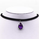 Hot New Torques Bijoux Plain Black Velvet Ribbon Water Drop Pendant Necklace Maxi Statement Chokers Necklace Women 2016 Jewelry-Purple-JadeMoghul Inc.