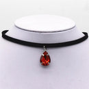 Hot New Torques Bijoux Plain Black Velvet Ribbon Water Drop Pendant Necklace Maxi Statement Chokers Necklace Women 2016 Jewelry-Red-JadeMoghul Inc.