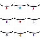 Hot New Torques Bijoux Plain Black Velvet Ribbon Water Drop Pendant Necklace Maxi Statement Chokers Necklace Women 2016 Jewelry-Red-JadeMoghul Inc.