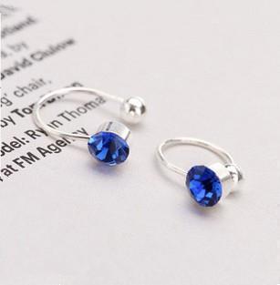 Hot Sale 16 Colors Clip On Earrings For Women 4mm Crystal Ear Cuff Jewelry Fake Piercing Zinc Alloy Ear Clips Oringe Girl Gift-Blue-JadeMoghul Inc.