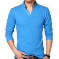 Hot Sale New 2018 Fashion Brand Men polo shirt Solid Color Long-Sleeve Slim Fit Shirt Men Cotton polo Shirts Casual Shirts 5XL-Long Blue-S-JadeMoghul Inc.
